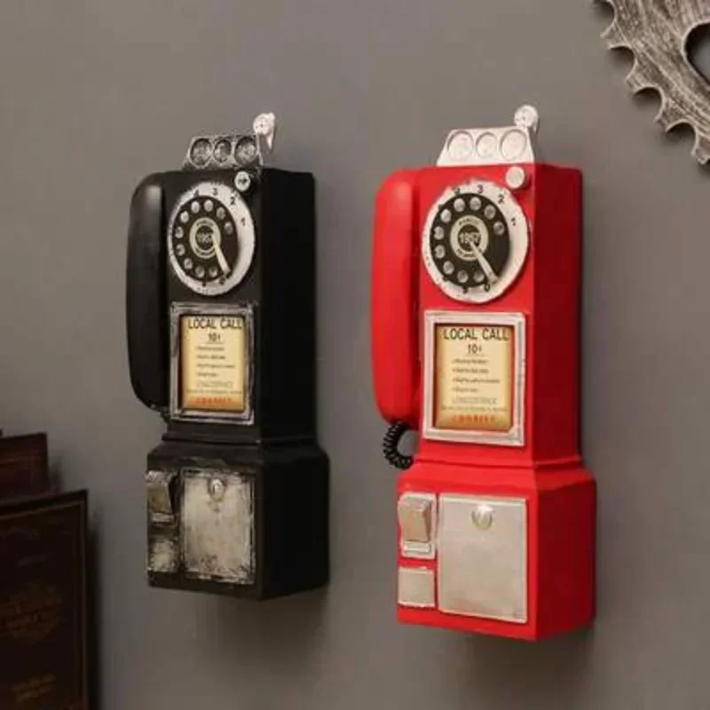 Nostalgic Telephone Model Resin Handicraft Old Country Telephone Ornament Mini Furniture Wall Ornament Family Gift Movie Prop