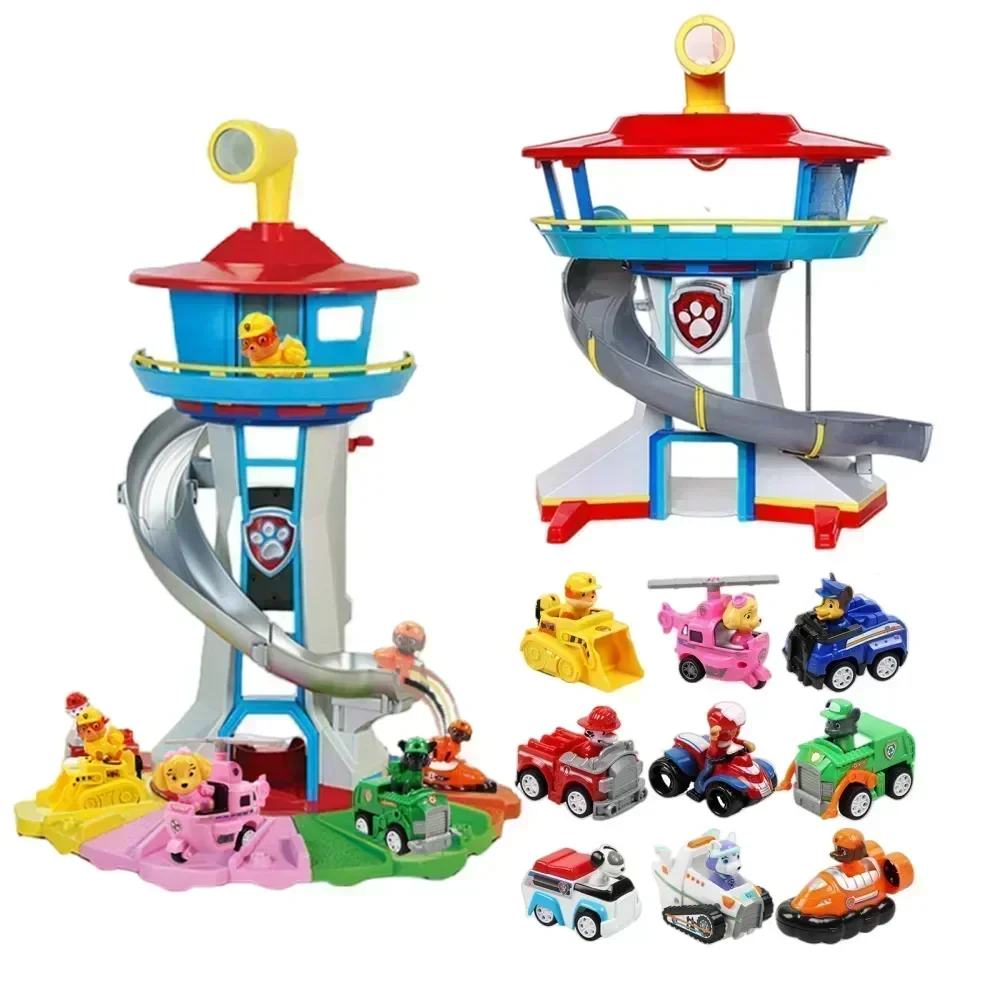 Paw Patrol Tower Patrolla Canina Lookout Vehicle Figures Toy 9 Rebound Bicycle Children’s Birthday Gift Toys