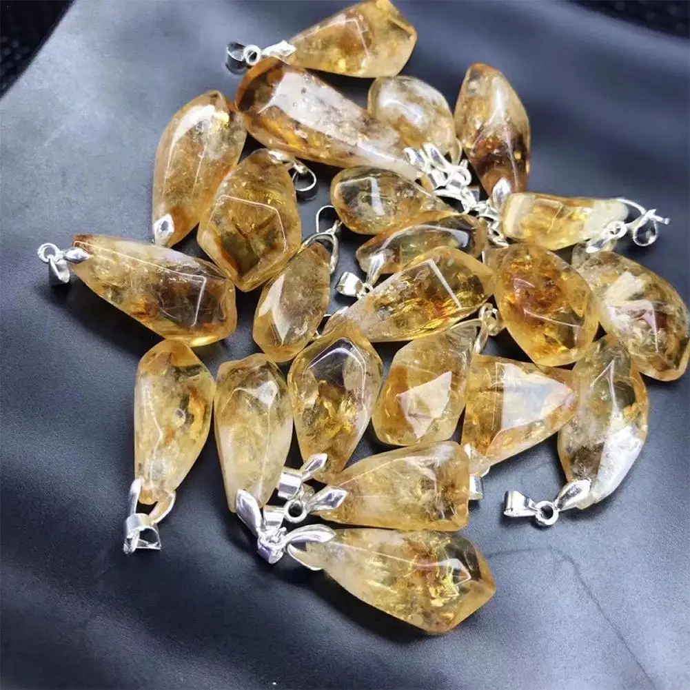 Polishing Brazil Citrine Charm Pendant With Exquisite String Natural Crystals Stones Healing Enegry For DIY Jewelry Making Beads