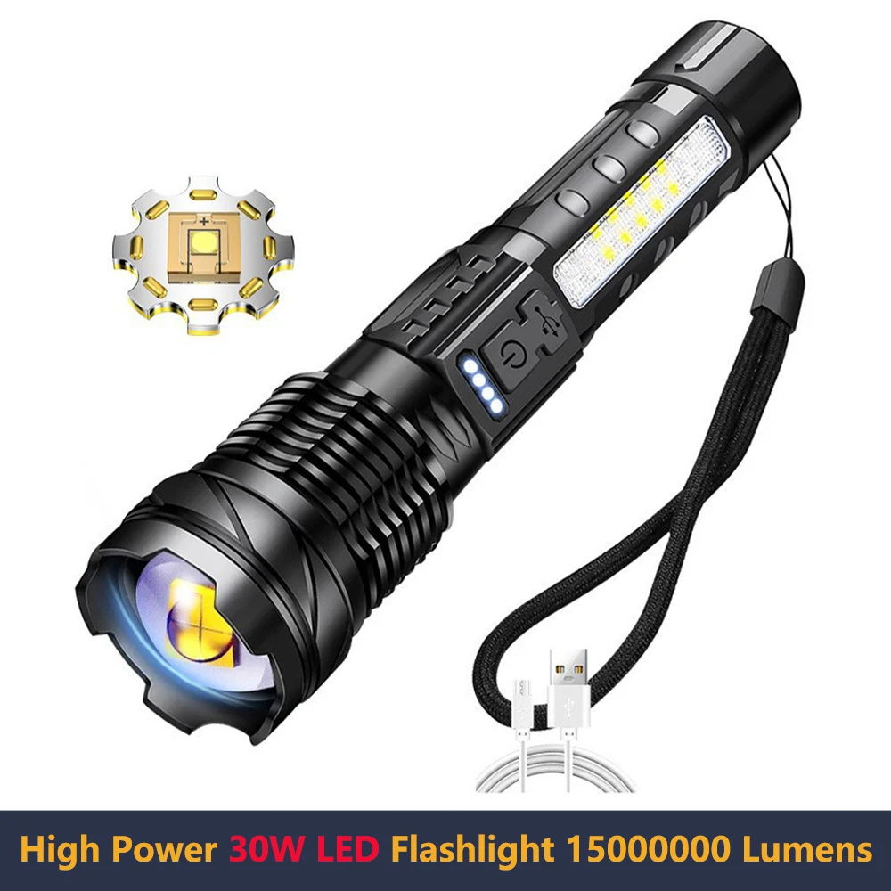 Portable Tactical Flashlight Flashlight With Built In Battery USB Rechargeable Emergency Spotlights  - Portable Tactical Flashlight Flashlight With Built-In Battery USB Rechargeable Emergency Spotlights Telescopic Jetbeam