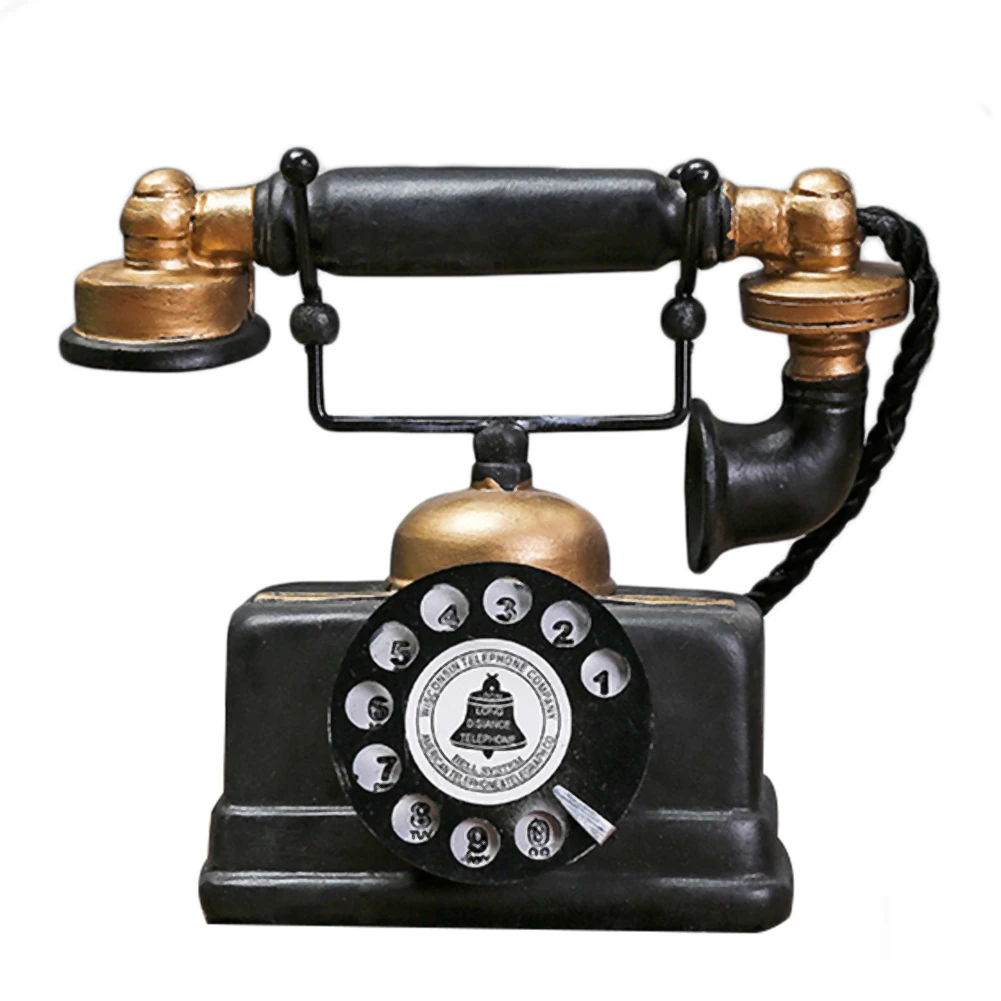 Retro Resin Artificial Telephone Model Vintage Style Home Decor Ornament Craft with Sufficient Durability and Ruggedness