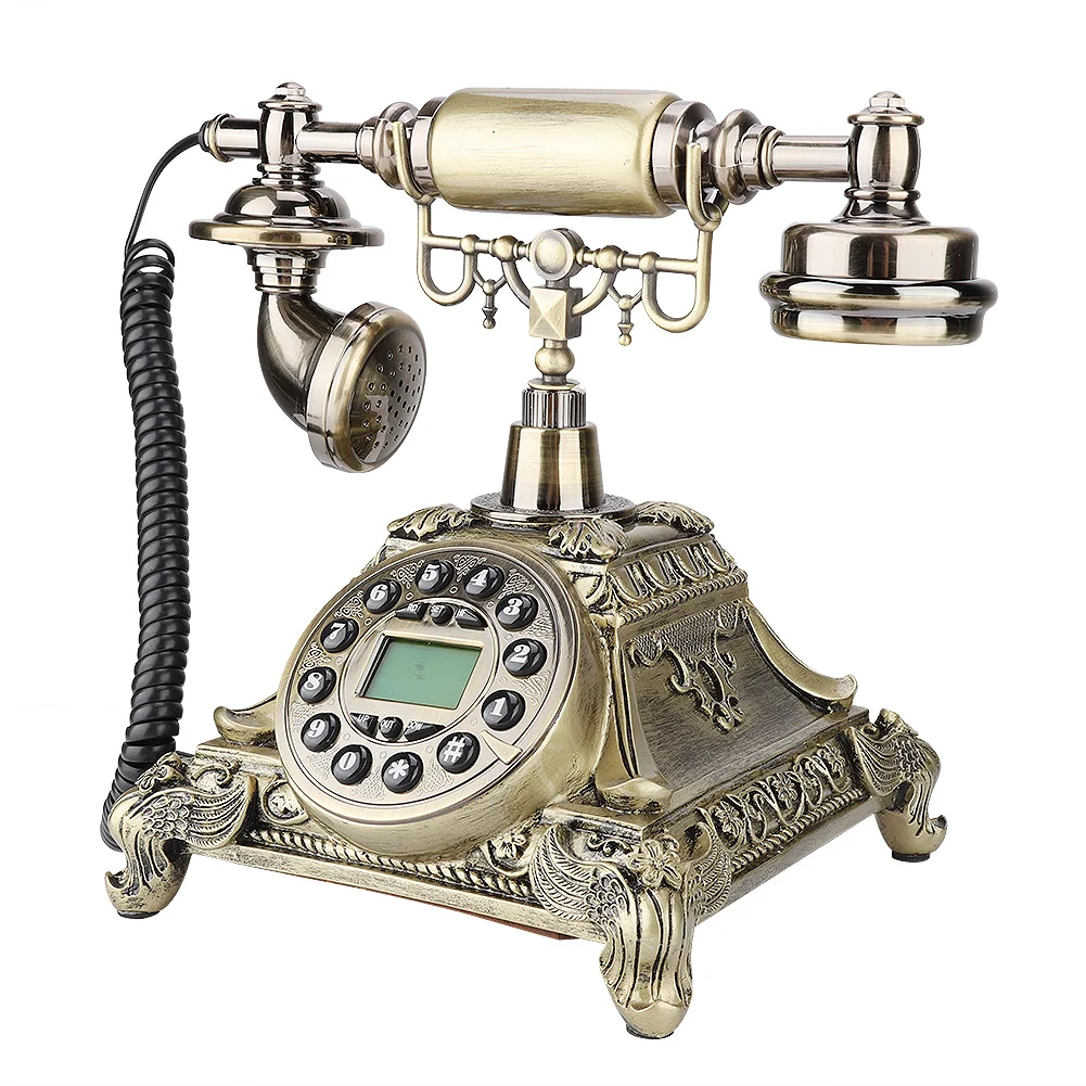 Retro Telephone European Style Imitation Antique Telephone with FSK and DTMF Caller ID Landline Phone for Home Hotel Office