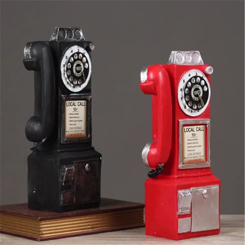 S1be7a5638d674ebb98d9ce35eb3f03e3E - Retro Wall Phone Pendant Vintage Telephone Model Wall Hanging Ornaments Furniture Crafts Gift for Bar Home Decoration Old Phone