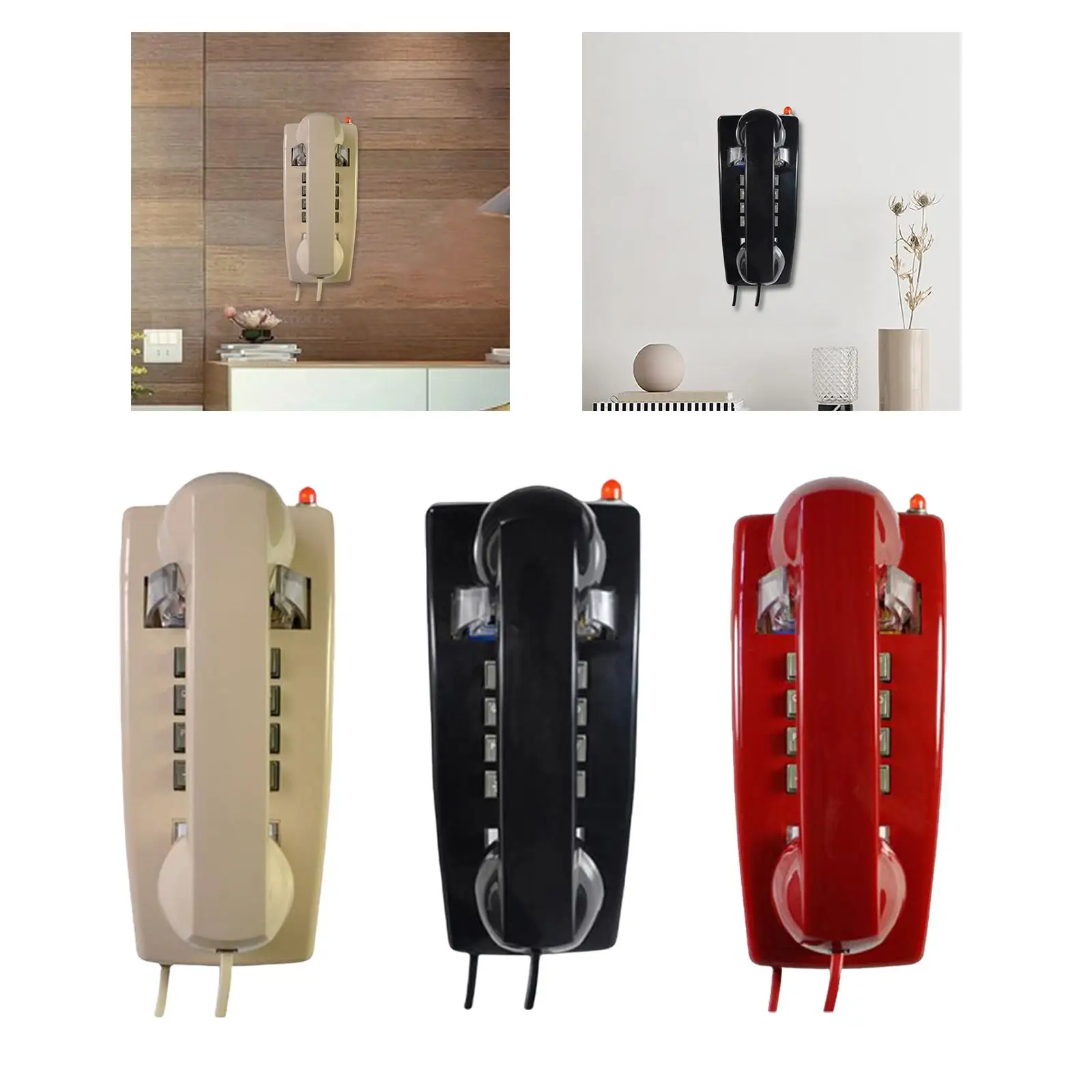 Retro Wall Phone Handset Volume Control Wall Telephone for Bathroom School