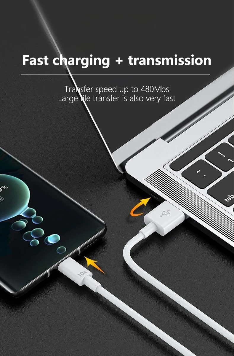 S4164174c5f6f467087d419d676e4b4d4o - 10A Type C Fast Charging Cable for Huawei Mate 40 50 Mobile Phone 120W USB C Charging Wire for Xiaomi Samsung Data Transfer Cord