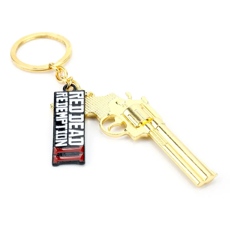 S64ddd5a6dd3344ceaf79bea0359ce1c08 - Red Dead Redemption 2 Keychain Men Cosplay Game Gun Pendant Car Key Rings Metal Key Accessories Key Props Bag Jewelry Fans Gift