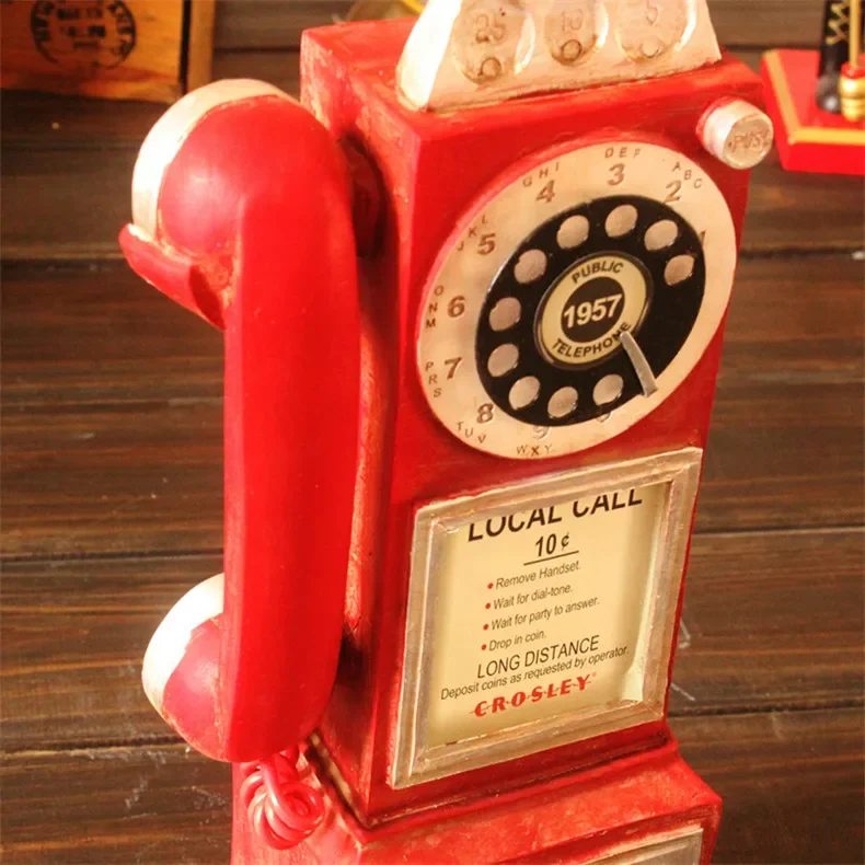 S7bbd410a2b134aed8ac3e5ef318a9f9bI - Retro Wall Phone Pendant Vintage Telephone Model Wall Hanging Ornaments Furniture Crafts Gift for Bar Home Decoration Old Phone