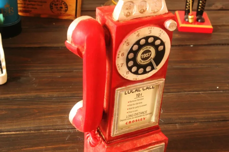 S9549229a3cd84b28851d318b7f267253K - Vintage Telephone Statues Retro Old Antique Phone Sculpture Coffee Bar Desktop Decoration Telephone Model Decor Home Ornament