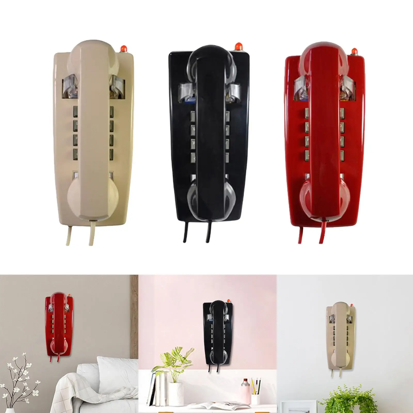 Retro Wall Phone Handset Volume Control Wall Telephone for Bathroom School