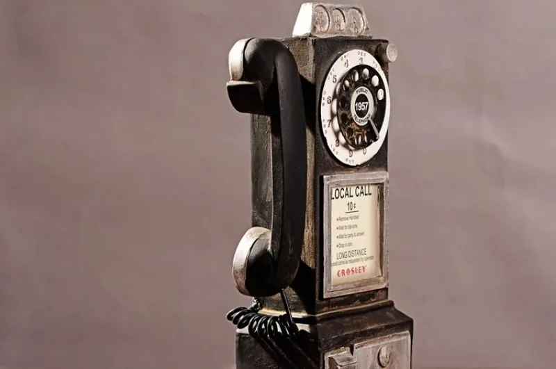 Sdaa029cb54f347dc92805cd97493ead9b - Vintage Telephone Statues Retro Old Antique Phone Sculpture Coffee Bar Desktop Decoration Telephone Model Decor Home Ornament