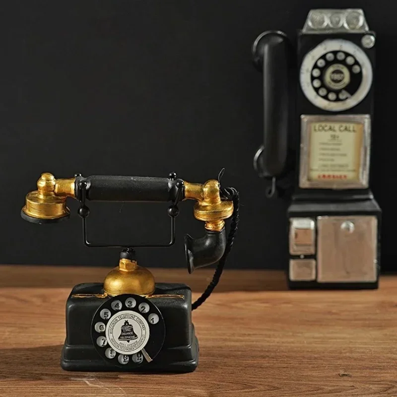 Vintage Telephone Statues Retro Old Antique Phone Sculpture Coffee Bar Desktop Decoration Telephone  - Vintage Telephone Statues Retro Old Antique Phone Sculpture Coffee Bar Desktop Decoration Telephone Model Decor Home Ornament