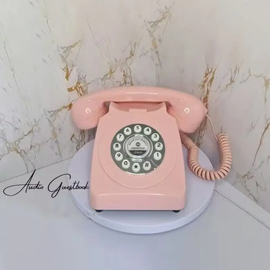 Wedding Pink Wedding Guest Book Telephone, Audio Guestbook Phone For Wedding Party Gathering Blessing Message To Commemorate