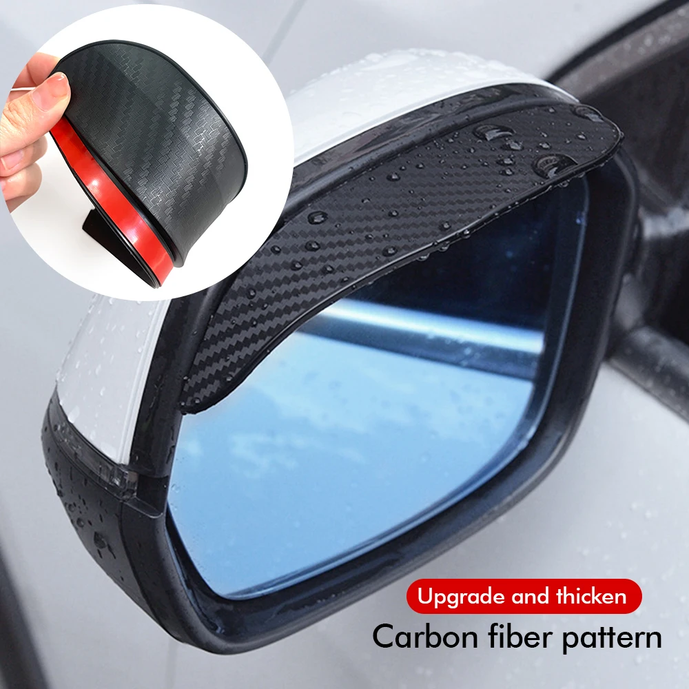 2PCS Car Rearview Mirror Eyebrow Carbon Fiber Sun Visor Exterior Accessories