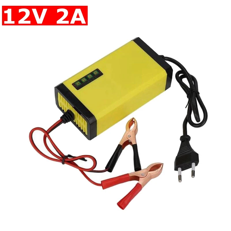 12V 2A Automatic Motorcycle Battery Charger Adapter For Lead Acid Wet Dry AGM GEL Battery 7AH 12AH 14AH 20AH With Led Indicator