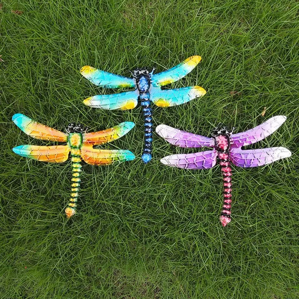 Indoor&Outdoor Garden Pendant Metal Wall Hanging Dragonfly Decorations Sculptures Ornaments