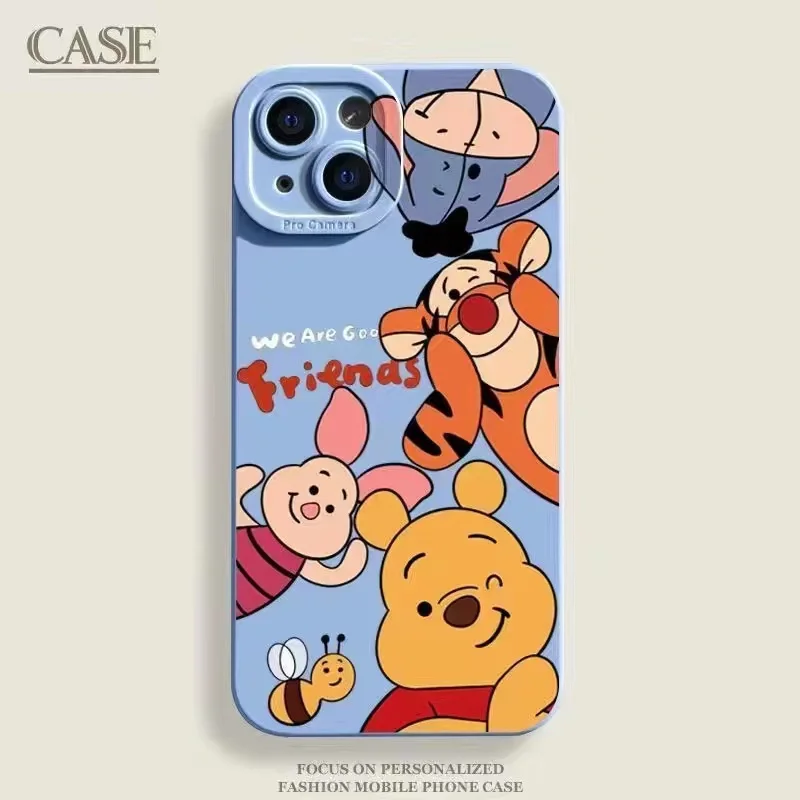 Disney Winnie the Pooh Liquid Silicone Phone Case For iPhone 15 14 11 13 12 Pro Max X XR XS 7 8 Plus SE2 Protection Back Cover