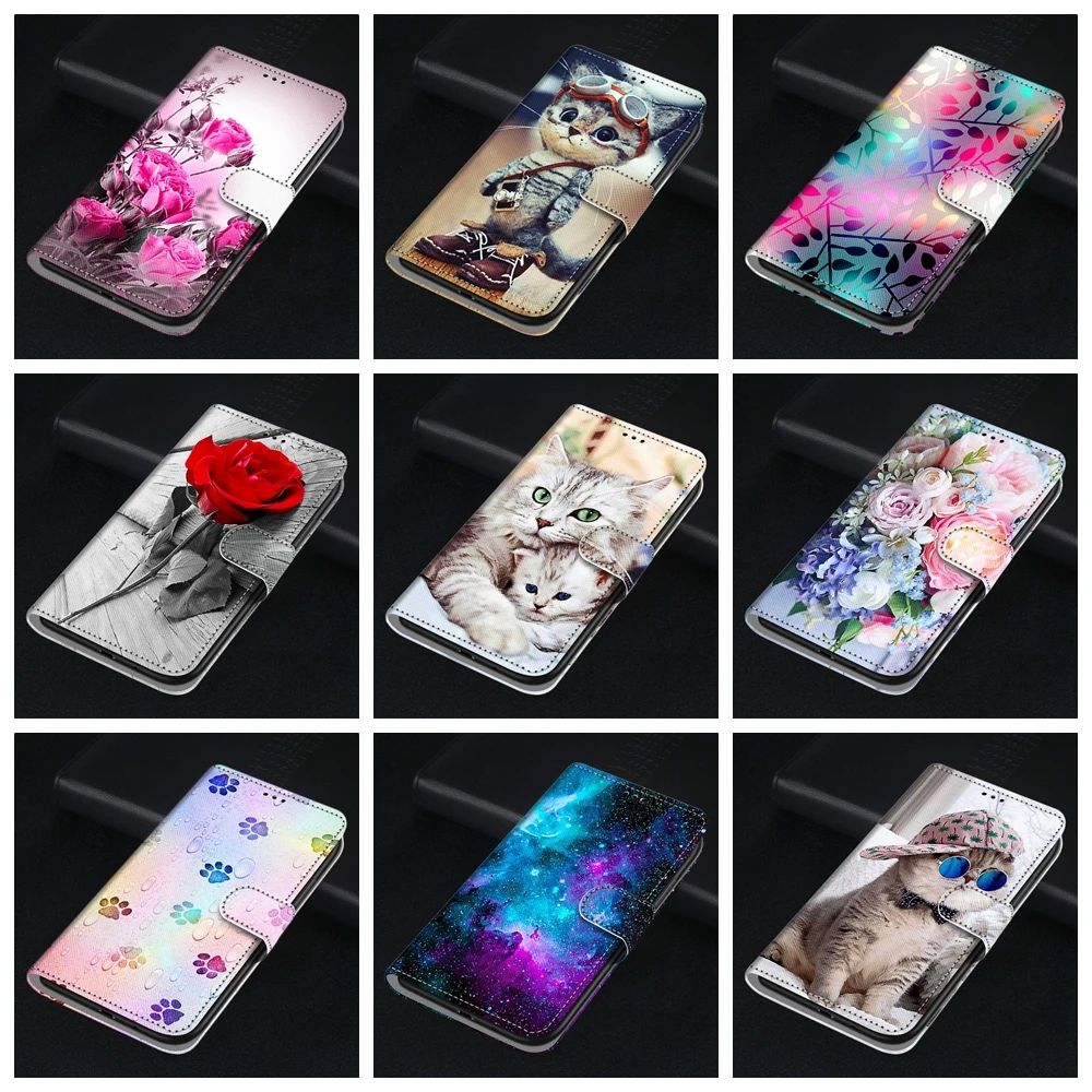 S24 Plus Wallet Phone Case for Samsung Galaxy S24 S23 Ultra A54 A24 A05 A15 A25 A35 A55 5G Cases Cute Cat Dog Leather Flip Cover