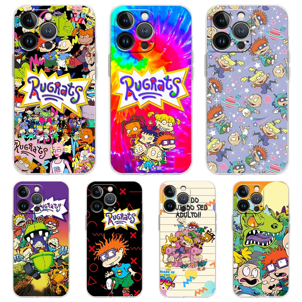 Cartoon-Rugrat Anime Case for iPhone 15 14 13 12 Pro Max Cover Transparent Soft for iPhone 11 Pro Max 7 8 Plus X XS XR SE Shell