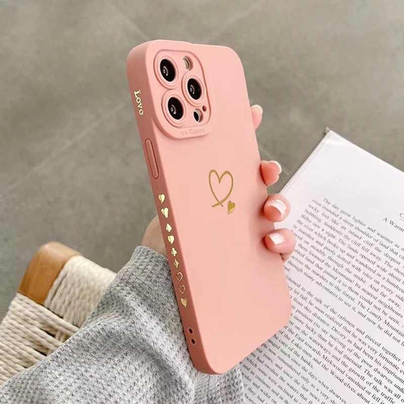 Colorful Love Heart Silicone Phone Case For iPhone 15 14 Pro Max 11 12 13 Pro Max X XR XS Max 7 8 14 15 Plus SE 2020 Soft Cover