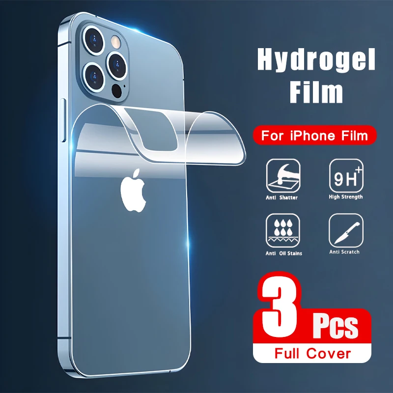 3PCS Back Screen Protector Film For iPhone 15 14 13 12 11 Pro Max Mini Full Cover X XS XR 7 8 6 Plus SE 2020 Phone Accessories