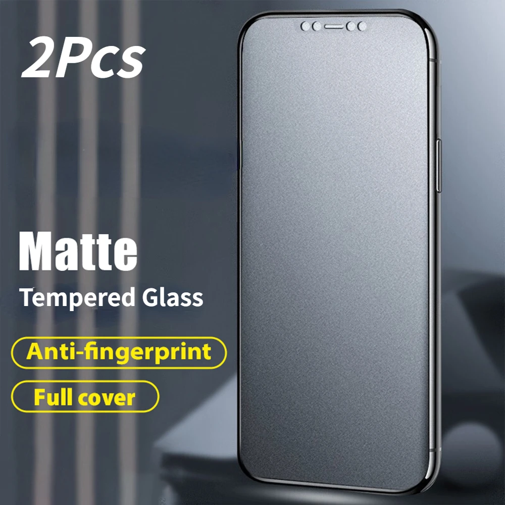 2Pcs Matte Full Cover 9H Tempered Glass for iPhone 14 13 Pro Max 11 Pro 15 14 XS Max X XR SE 7 8 Plus Frosted Screen Protector