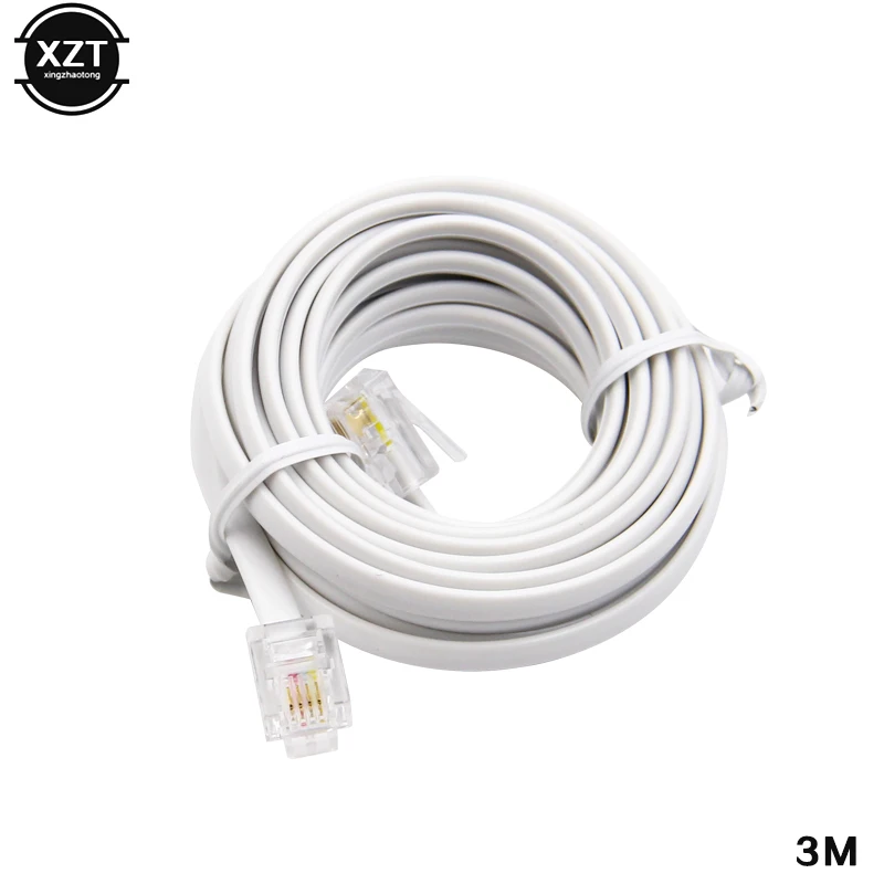 High Quality RJ11 6P4C Telephone Extension Cable Connector White