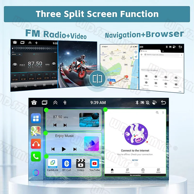 1718234045 871 7 9 10 inch GPS 2 din Radio Stereo Receiver Player Android13 2G 32G Radio Multimedia - 7 9 10 inch GPS  2 din Radio Stereo Receiver Player Android13 2G+32G Radio Multimedia Player wireless CarPlay Android Auto Gift