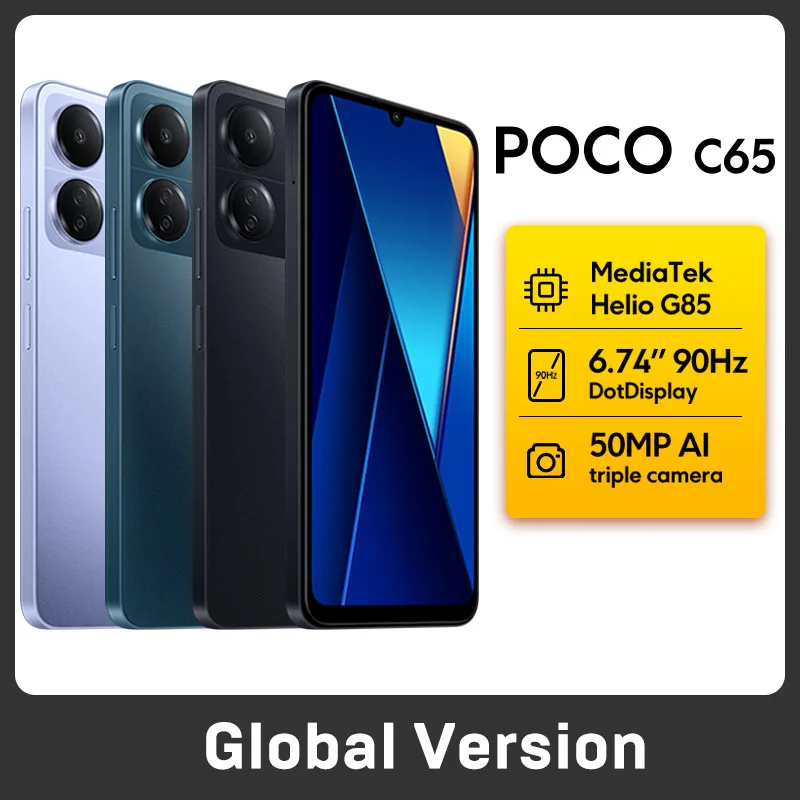 POCO C65 Global Version Smartphone 8GB 256GB MediaTek Helio G85 6.74\