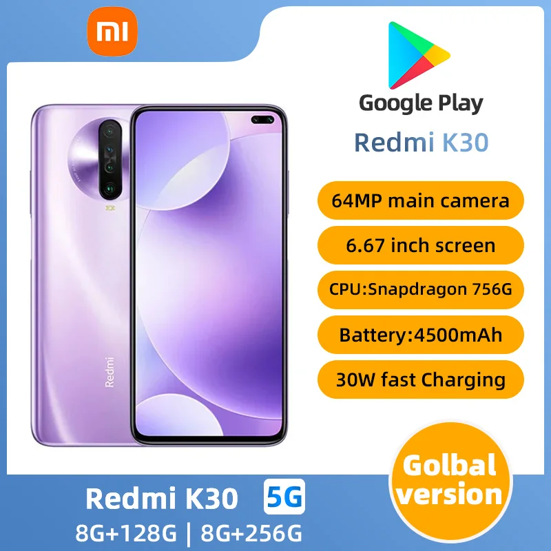 xiaomi redmi k30 5G Android Unlocked 6.67 inch 8GB RAM 256GB ROM All Colours in Good Condition Original used phone