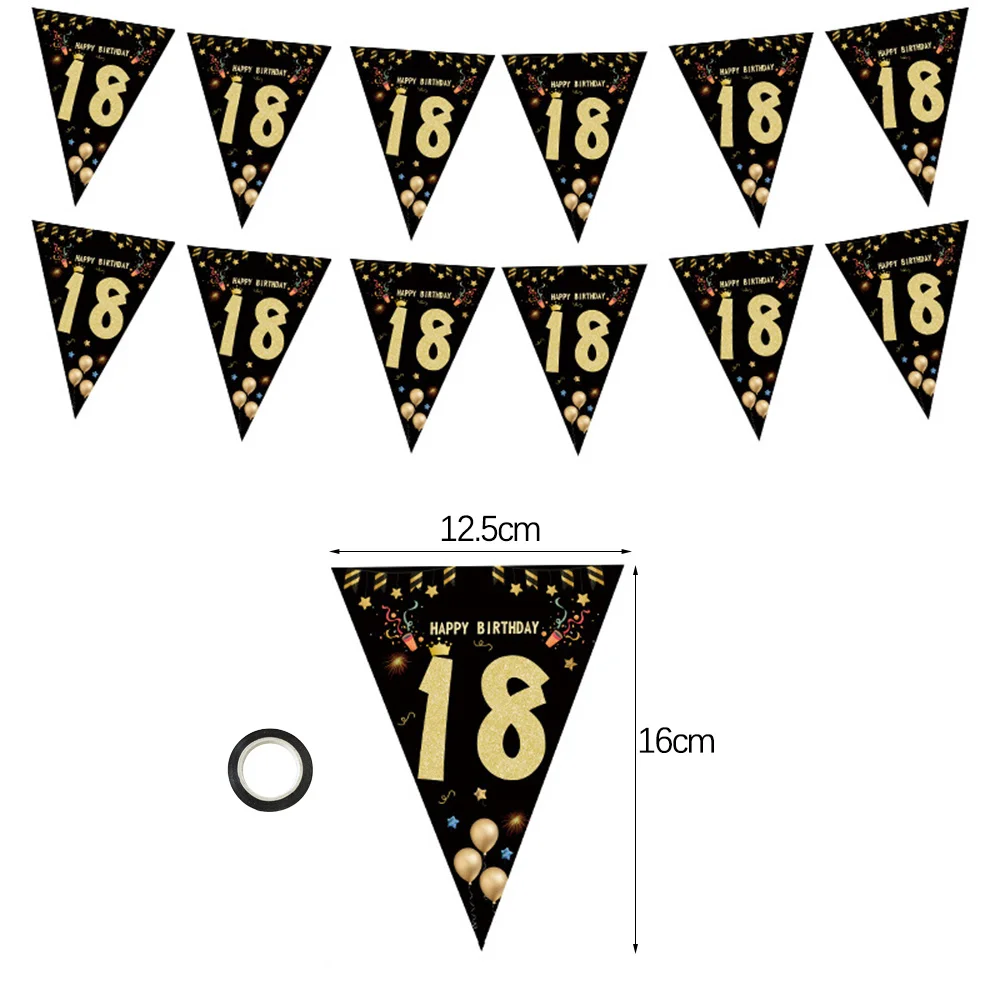 1718496127 914 Black Gold Happy Birthday Banner 30 40 50 60 Hanging Flags Birthday Party Decoration Background Deco - Black Gold Happy Birthday Banner 30 40 50 60 Hanging Flags Birthday Party Decoration Background Decor Bunting Garland Banners