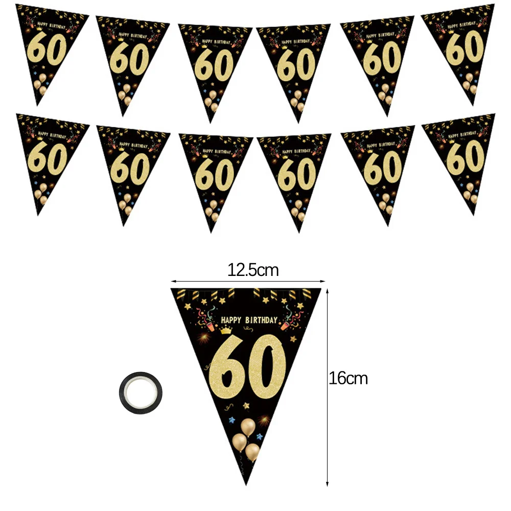 1718496129 985 Black Gold Happy Birthday Banner 30 40 50 60 Hanging Flags Birthday Party Decoration Background Deco - Black Gold Happy Birthday Banner 30 40 50 60 Hanging Flags Birthday Party Decoration Background Decor Bunting Garland Banners