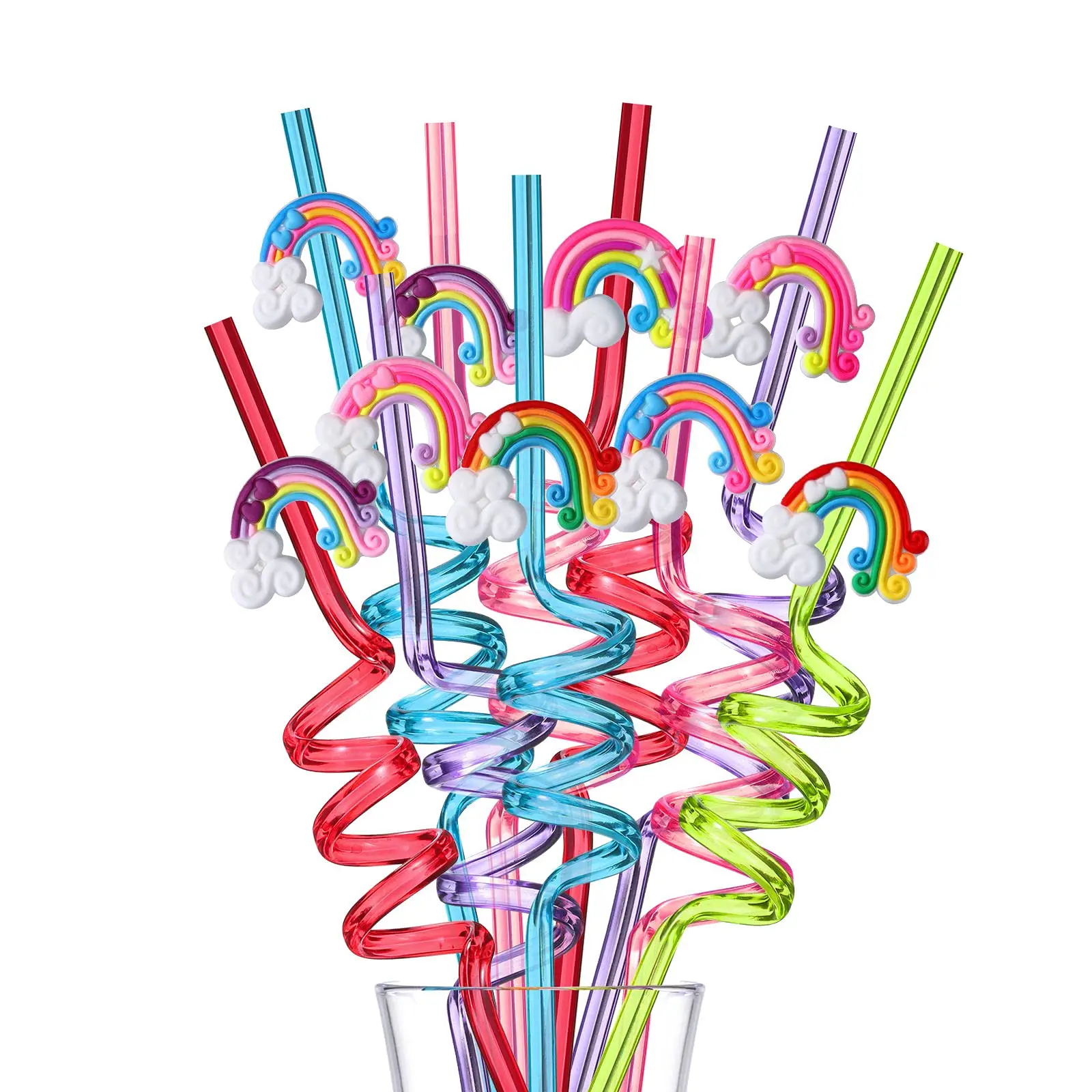 1718520725 844 Multiple Topic Straw Reusable Rainbow Drinking Plastic Straws Unicor Animals Racing Car Birthday Par - Multiple-Topic Straw Reusable Rainbow Drinking Plastic Straws Unicor Animals Racing Car Birthday Party Favors Decorations