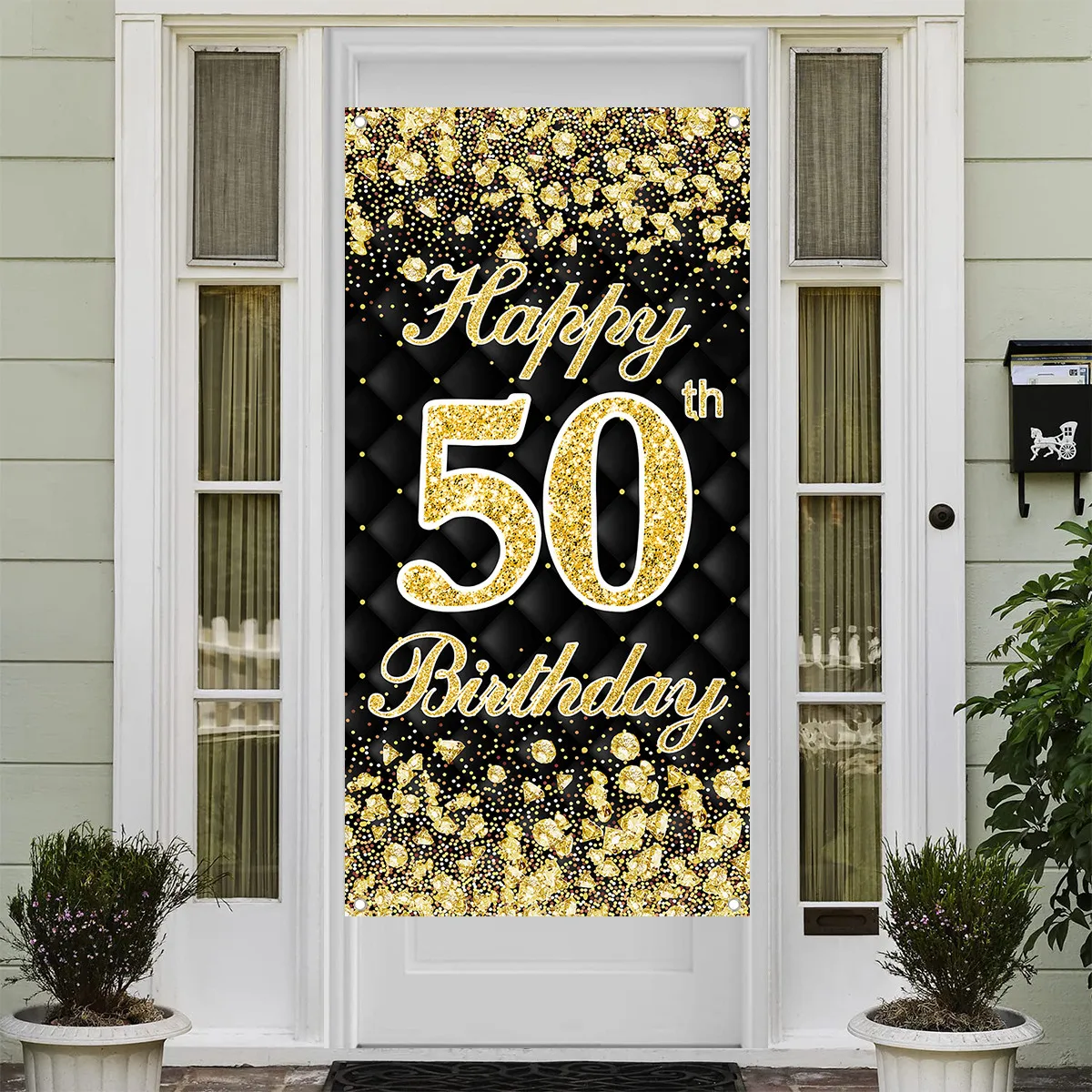 Black Gold Flag Door Hanging Banner 30th 40th 50th Birthday Party Decorations Adult  30 40 50 Year Birthday Party Supplies