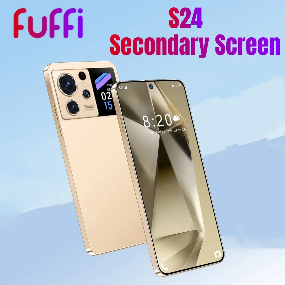 FUFFI-S24,Secondary Screen,Smartphone Android,6.53 inch,32GB ROM 3GB RAM,4500mAh Battrey,Cell phone,5+8MP Camera,Mobile phones