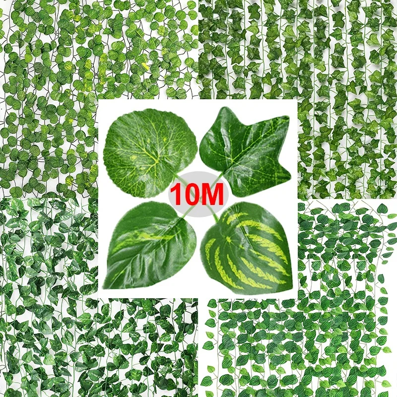 2/4/8/10M Artificial Ivy Leaves Garland Hanging Vines Fake Plants Outdoor Greenery Wall Decor Festival Garden Home Party Decor