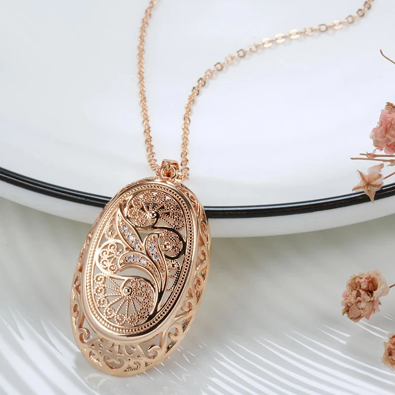 1718758809 216 Kinel Hot 585 Rose Gold Color Big Pendant Necklace For Women Fashion Hollow Flowers Natural Zircon.j - Kinel Hot 585 Rose Gold Color Big Pendant Necklace For Women Fashion Hollow Flowers Natural Zircon Accessories Daily Jewelry