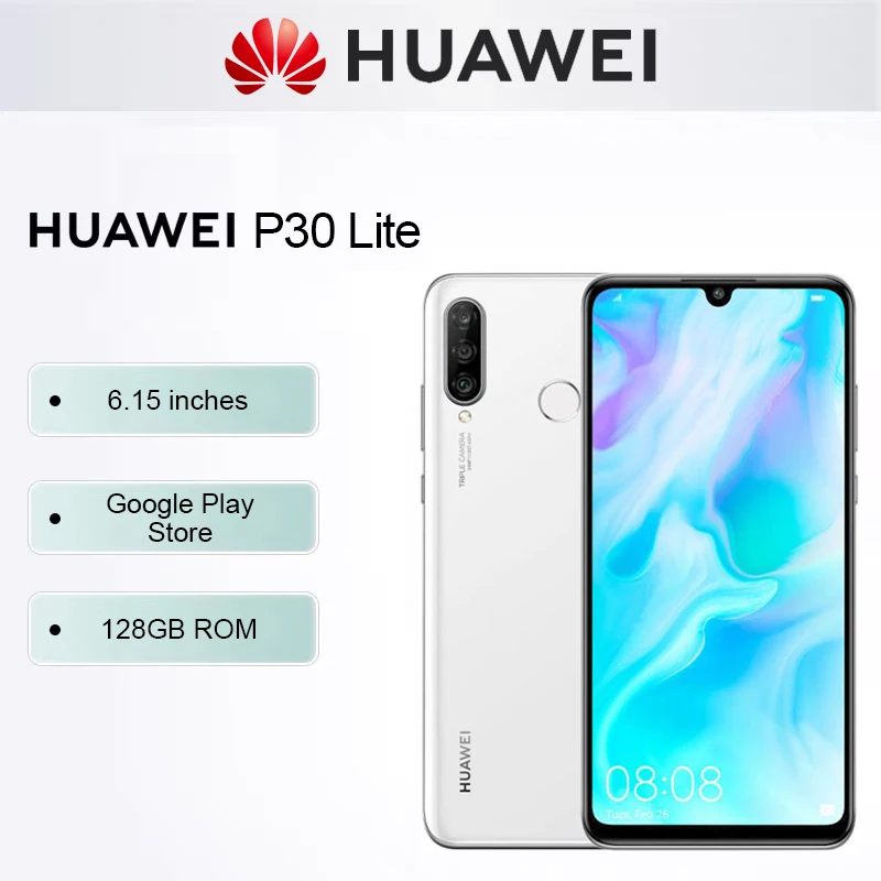 HUAWEI P30 Lite Mobile phones Android 128GB ROM 6.15 inch 24MP Google Play Store Smartphone Unlocked Global ROM Cell phone