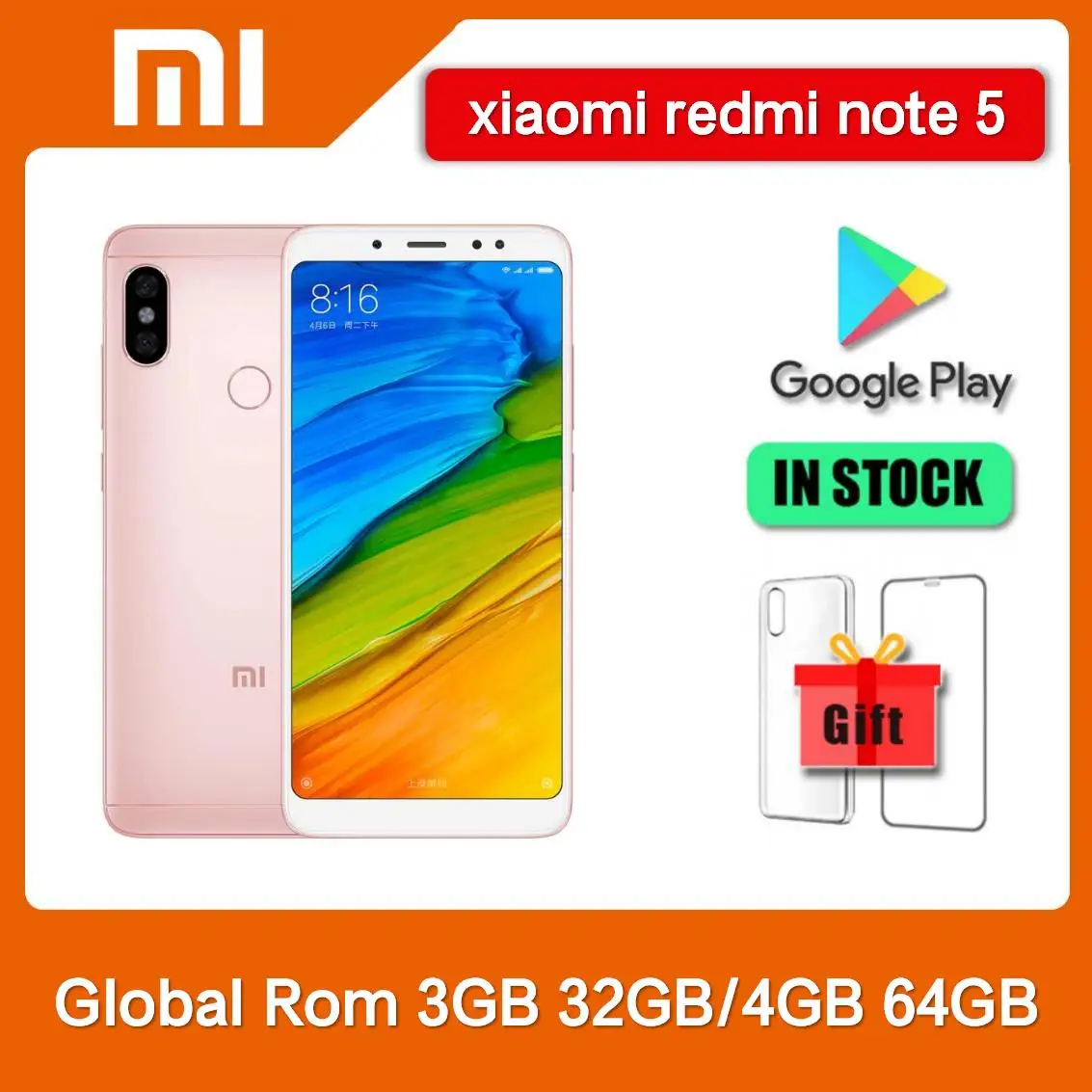 Original Xiaomi Redmi Note 5 3GB+32GB 4GB+64GB Dual SIM 5.99” CellPhone 12MP+5MP+13MP Snapdragon 636 Octa-Core 4G Mobile Phone