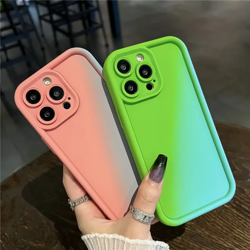 1718964853 881 Gradient Liquid Silicone Thickened Phone Case For iPhone 15 14 13 12 Pro Max Plus Candy - Gradient Liquid Silicone Thickened Phone Case For iPhone 15 14 13 12 Pro Max Plus Candy Color Soft Shockproof Bumper Cover