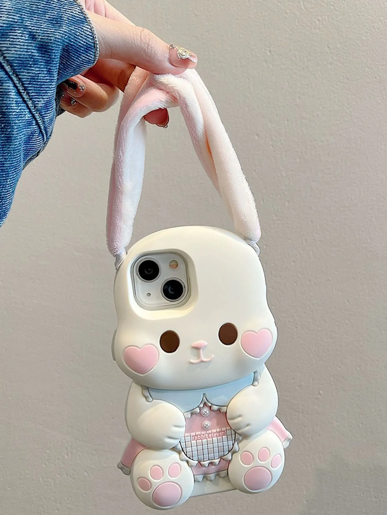 1719065647 443 Cute 3D Plush Ear Rabbit Suitable For 15 Phone Cases iPhone 14 Pro Max 13 12 - Cute 3D Plush Ear Rabbit Suitable For 15 Phone Cases iPhone 14 Pro Max 13 12 Silicone Soft Case Fall Protection Case