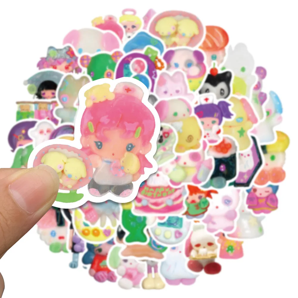 1719153007 246 56Pcs Set 3D Crystal Clay Girl Cute Stickers Skateboard Notebook Fridge Phone Guitar Luggage Decal S - 56Pcs/Set 3D Crystal Clay Girl Cute Stickers Skateboard Notebook Fridge Phone Guitar Luggage Decal Sticker Kids Toy