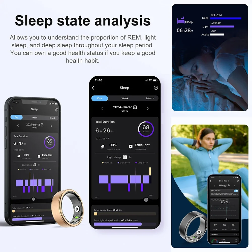 1719209046 878 LlNuyoah R03 Smart Ring Sleep Health Monitoring IP68 3ATM Waterproof Multi Sports for IOS and Androi - LlNuyoah R03 Smart Ring Sleep Health Monitoring IP68 & 3ATM Waterproof Multi Sports for IOS and Android Men Women Smart Ring