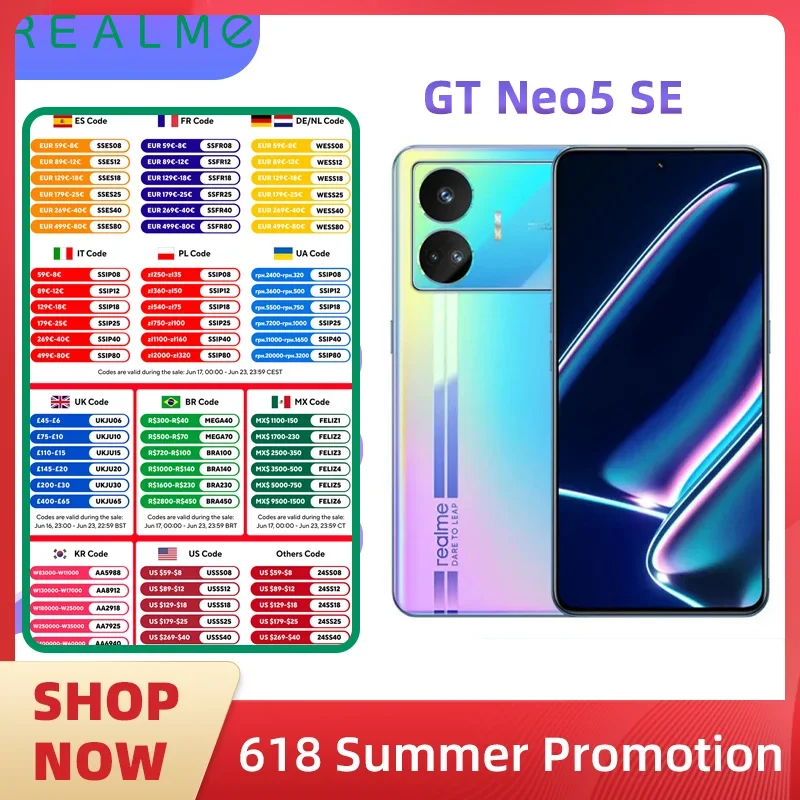 Realme GT Neo5 SE Android 5G Unlocked 6.74 inch 1T All Colours in Good Condition Original used phone