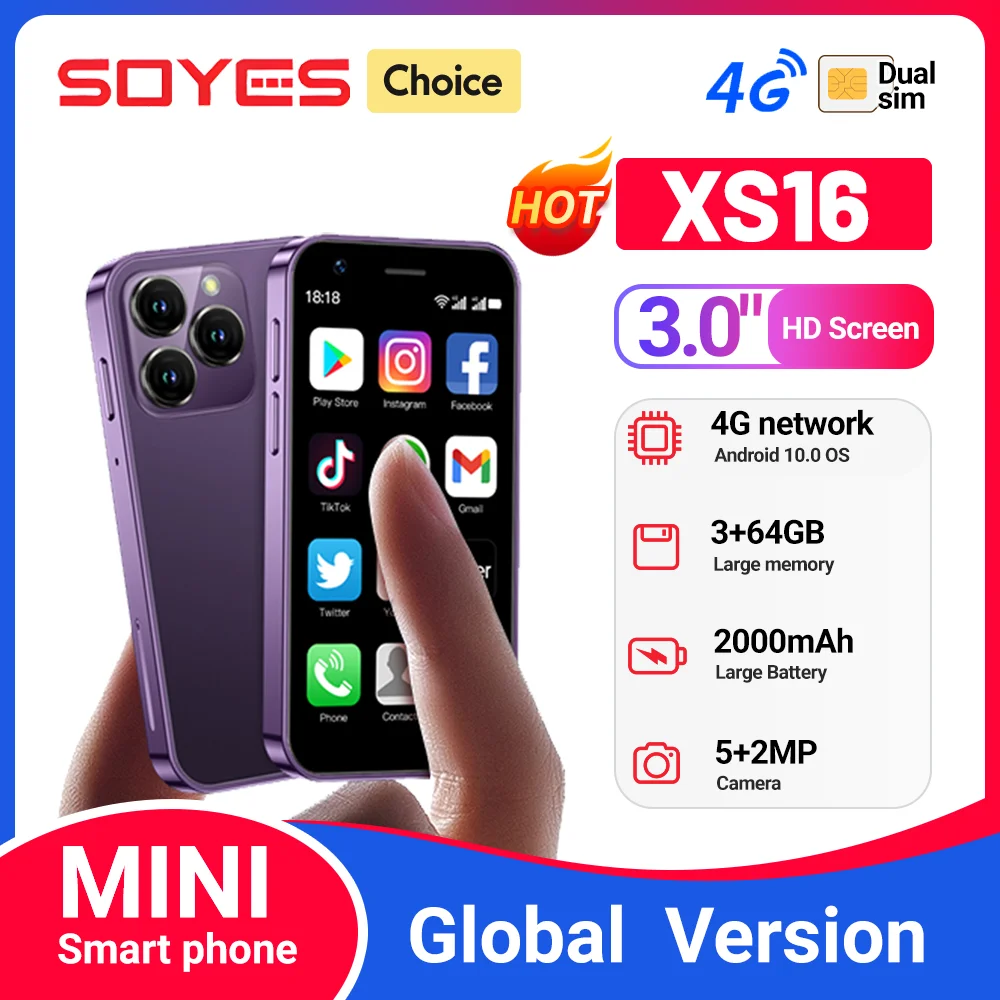 SOYES XS16 Mini 4G LTE Android10.0 Smartphone 3GB RAM 64GB ROM 3\