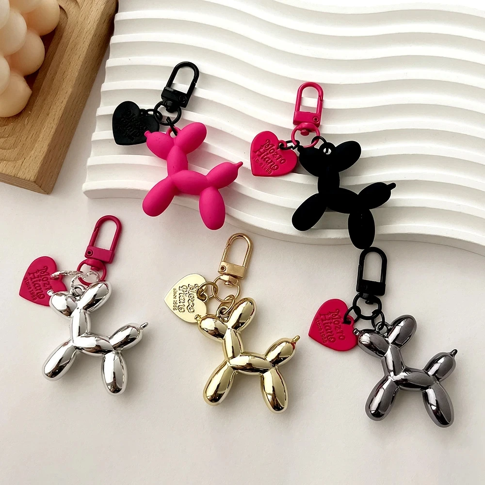 Cute Acrylic Cartoon Balloon Dog Keychains for Women Y2k Bag Pendant Couple Car Key Chains Jewelry Gift Decoration Accessories