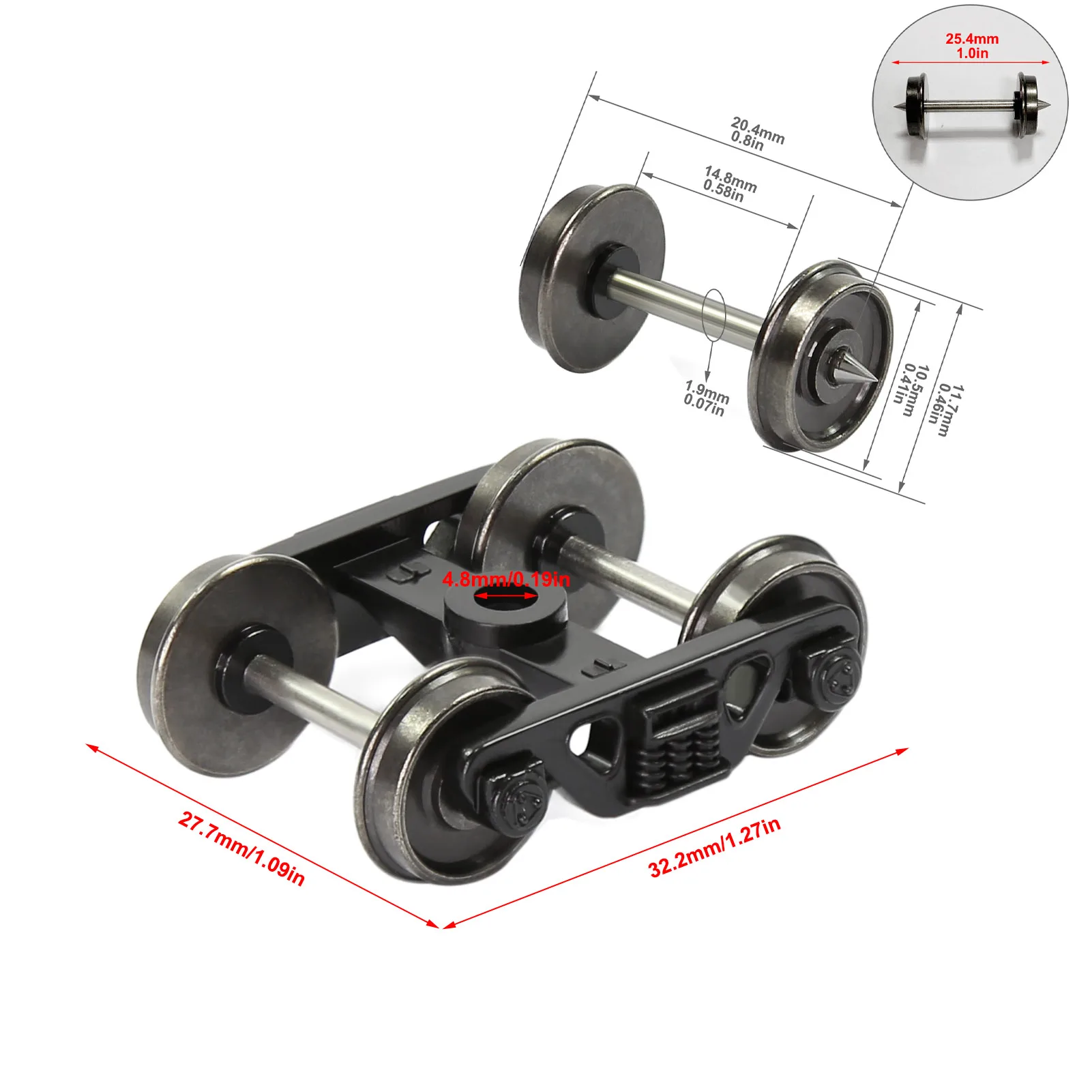 1719383110 713 Evemodel Trains 2pcs HO Scale 1 87 Roller Bearing Truck 36 DC Metal Wheelset HP3387 3 - Evemodel Trains 2pcs HO Scale 1:87 Roller Bearing Truck 36\