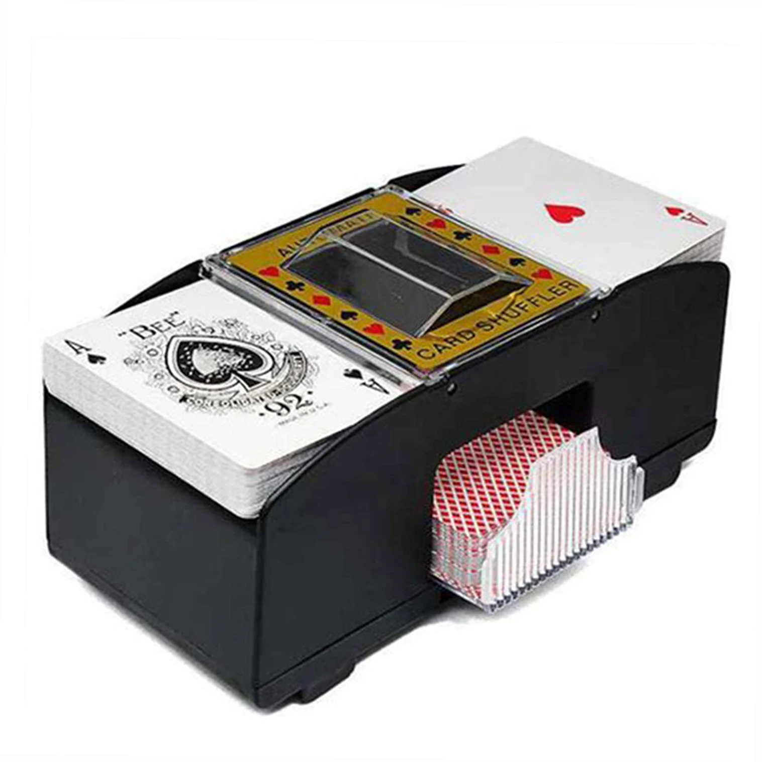 2 Decks Automatic Card Shuffler Automatic Playing Cards Shuffler Mixer Games Poker Sorter Machine Dispenser for Travel Home