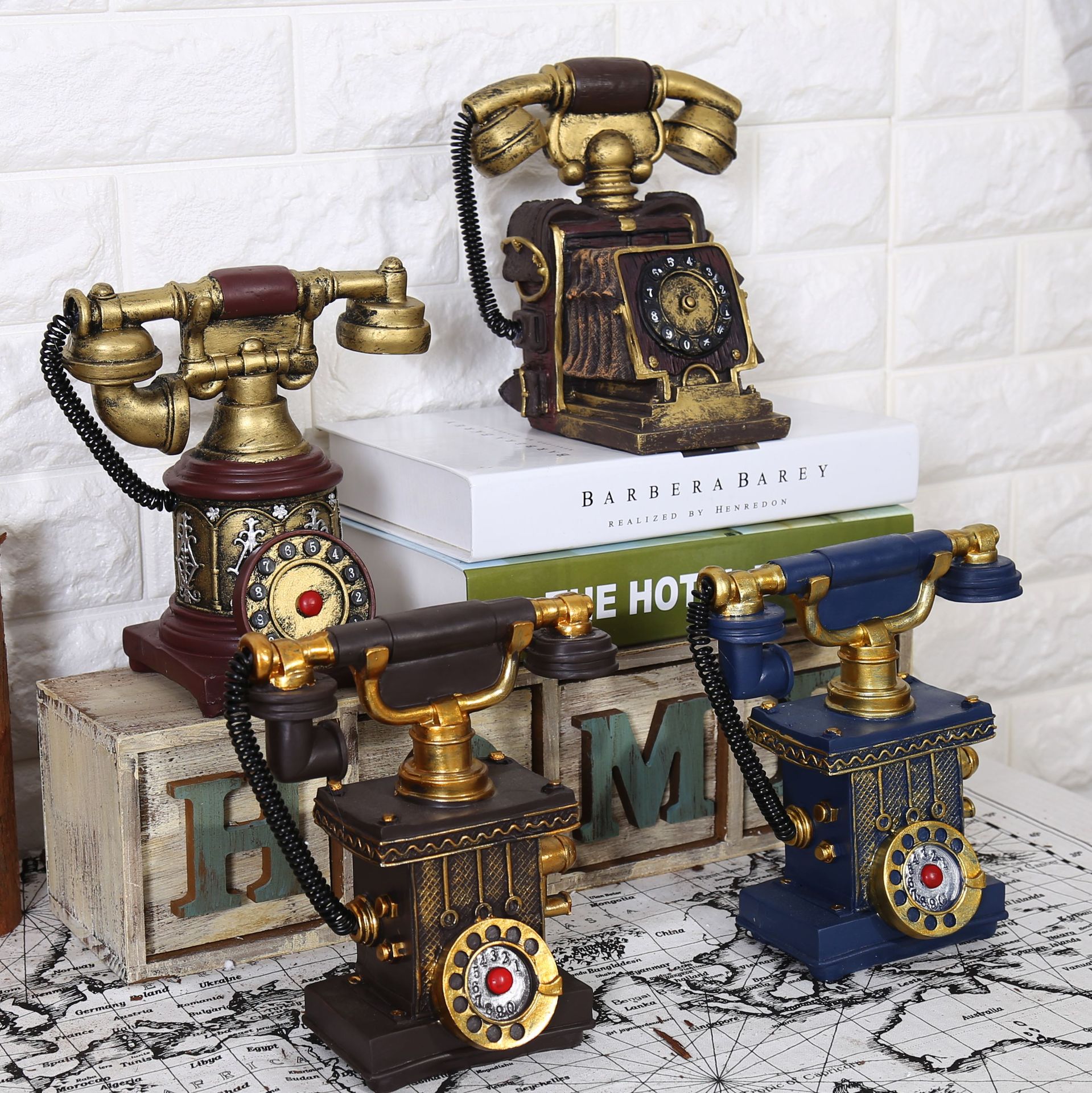 3000648813 1336098814 - Vintage Resin Telephone Money Box Piggy Bank Home Decoration Accessories Retro Gift Old Phone Model Cabinet Ornaments Craft