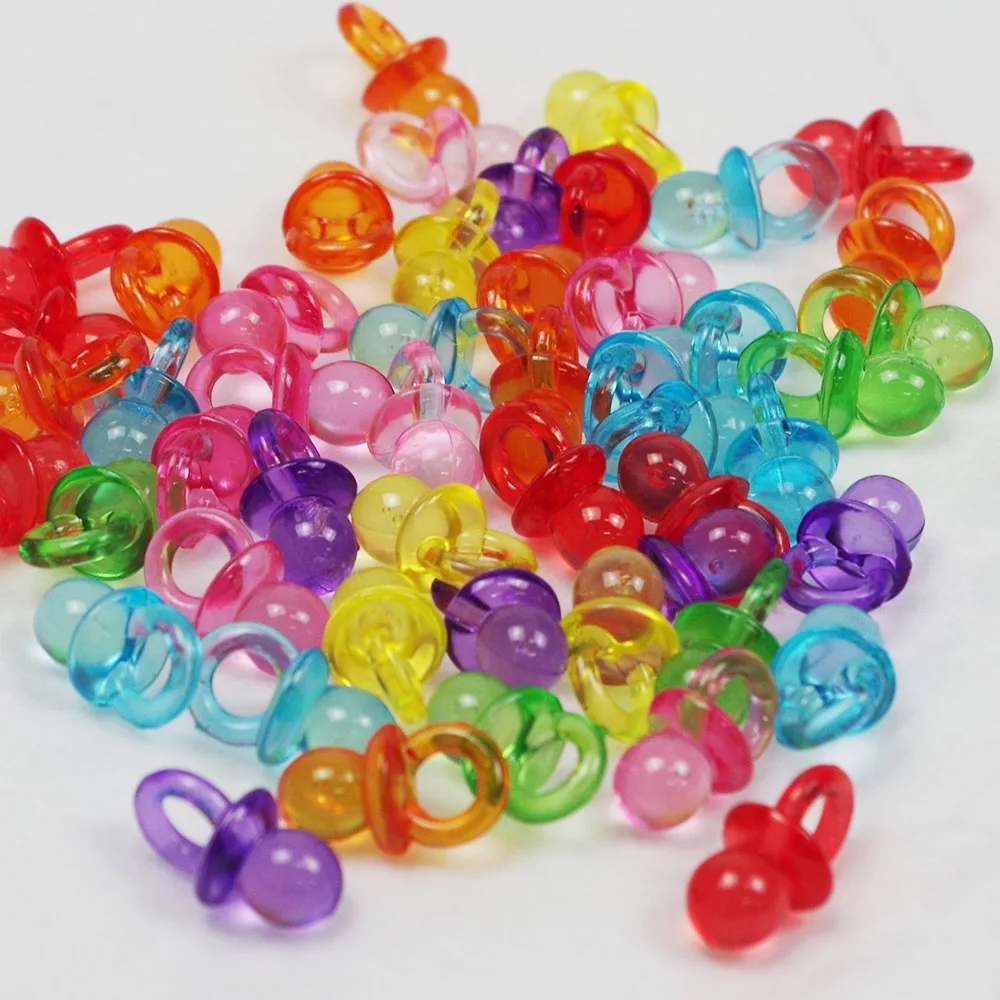 50Pcs Mini Acrylic Nipple Plastic Pacifier Spacer Beads Pendant for Jewelry Making Baby Bracelet Necklace Baby Shower Cake Decor