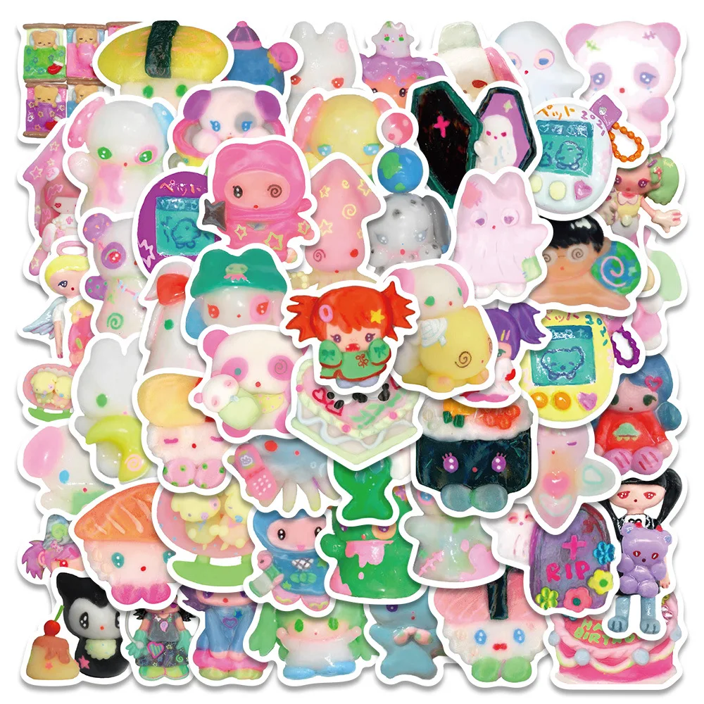 56Pcs Set 3D Crystal Clay Girl Cute Stickers Skateboard Notebook Fridge Phone Guitar Luggage Decal S - 56Pcs/Set 3D Crystal Clay Girl Cute Stickers Skateboard Notebook Fridge Phone Guitar Luggage Decal Sticker Kids Toy